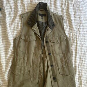 Rag & Bone / Jean Bennet Cotton Button Vest, Green, Small